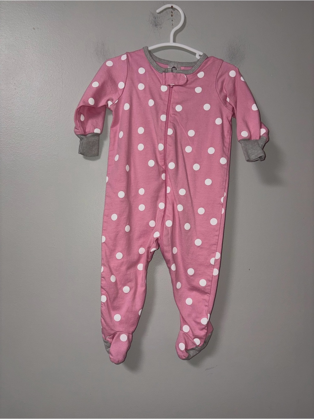 Gerber Pink & White Polka Dot Footie Zip Sleeper Girls 3-6M
